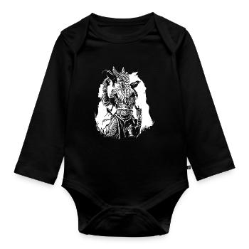 Vikings avec corbeaux - Body Bébé bio manches longues - noir - Devant