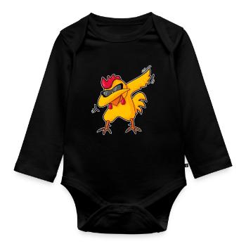 Drôle Dabbing Poulet Cool Ferme Ferme Humour - Body Bébé bio manches longues - noir - Devant