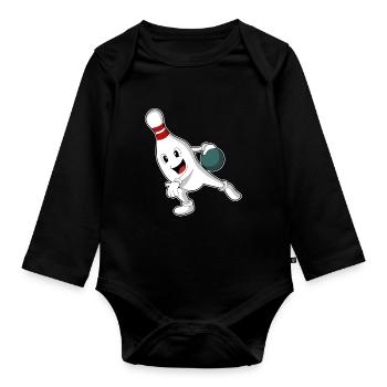 Bowling Bowling Ball Pin - Organic Longsleeve Baby Bodysuit - black - Front