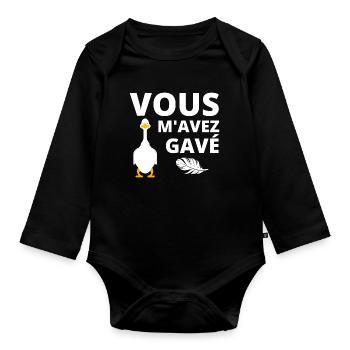 canard, foie gras, sud ouest - Body Bébé bio manches longues - noir - Devant