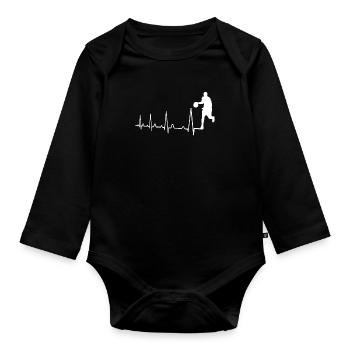 Herzschlag Basketball - Baby Bio-Langarm-Body - Schwarz - Vorne