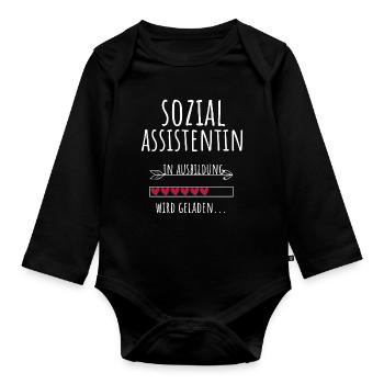 Sozialassistentin in Ausbildung Geschenk - Baby Bio-Langarm-Body - Schwarz - Vorne