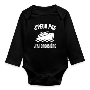 croisière, faire une croisière - Body Bébé bio manches longues - noir - Devant