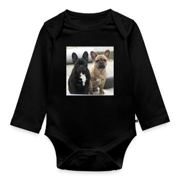 Deux Français Bulldogs - Body Bébé bio manches longues - noir - Devant