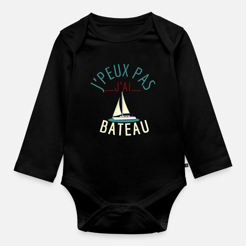 j'peux pas j'ai bateau - Body Bébé bio manches longues - noir