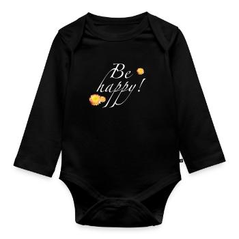 Be happy weiß - Sonja Ariel von Staden - Baby Bio-Langarm-Body - Schwarz - Vorne