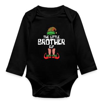 Kleiner Bruder Elf - Baby Bio-Langarm-Body - Schwarz - Vorne