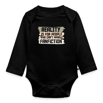 Reality and Fanfiction Mashup Design - Organic Longsleeve Baby Bodysuit - black - Front