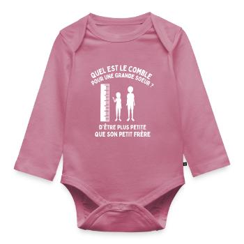 grande soeur, petit frère, frère er soeur - Body Bébé bio manches longues - mauve - Devant