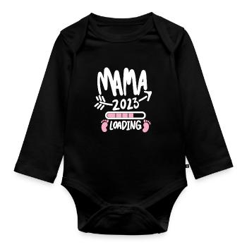 Mama 2023 loading - Werdende Mutter 2023 - Baby Bio-Langarm-Body - Schwarz - Vorne
