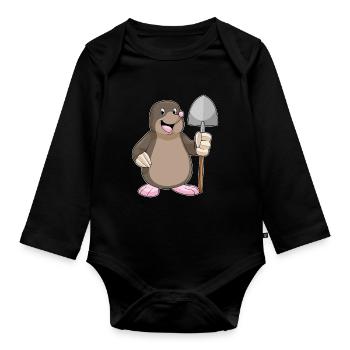Mole Miner Shovel Mining - Organic Longsleeve Baby Bodysuit - black - Front