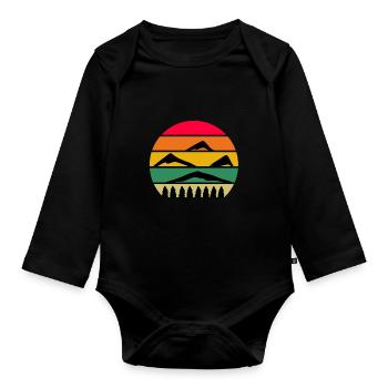 Mountain Mountains - Organic Longsleeve Baby Bodysuit - black - Front