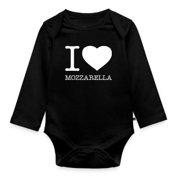 I LOVE MOZZARELLA - Baby Bio-Langarm-Body - Schwarz - Vorne