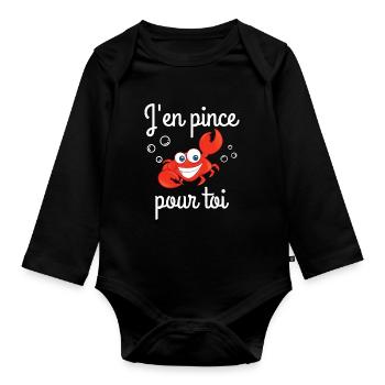 I pinch for you, declaration of love - Organic Longsleeve Baby Bodysuit - black - Front