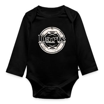 Dart Darten Darts - Baby Bio-Langarm-Body - Schwarz - Vorne