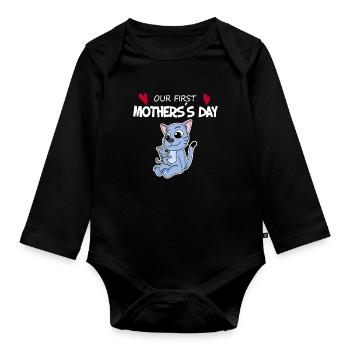 Erster Muttertag - Baby Bio-Langarm-Body - Schwarz - Vorne