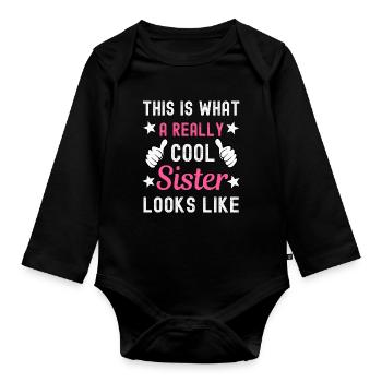Schwester - Baby Bio-Langarm-Body - Schwarz - Vorne