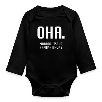 Oha. Norddeutsche Panikattacke - Baby Bio-Langarm-Body - Schwarz - Vorne