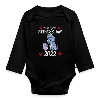 Fête des Pères 2022 - Première Fête des Pères - Body Bébé bio manches longues - noir - Devant