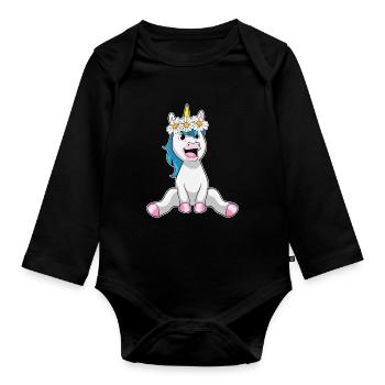 Licorne Daisy - Body Bébé bio manches longues - noir - Devant