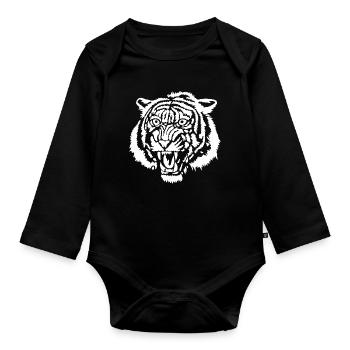 White tiger graffiti - Organic Longsleeve Baby Bodysuit - black - Front