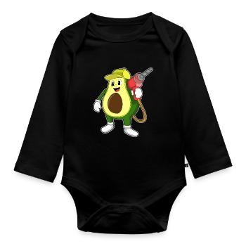 Avocado Handwerker Bohrmaschine Handwerk - Baby Bio-Langarm-Body - Schwarz - Vorne