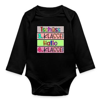 Grundschule Viertklässlerin - 4. Klasse - Baby Bio-Langarm-Body - Schwarz - Vorne