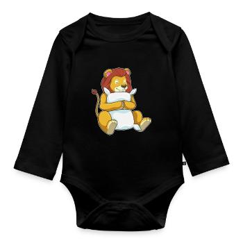 Oreiller de couchage Lion - Body Bébé bio manches longues - noir - Devant