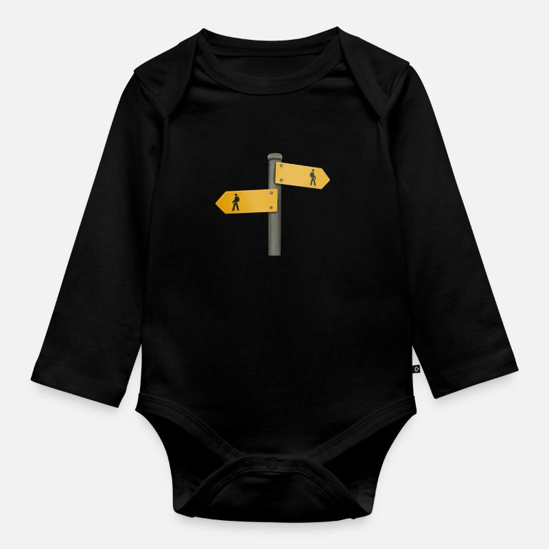 Panneau de randonnée panneau indicateur - Body Bébé bio manches longues - noir