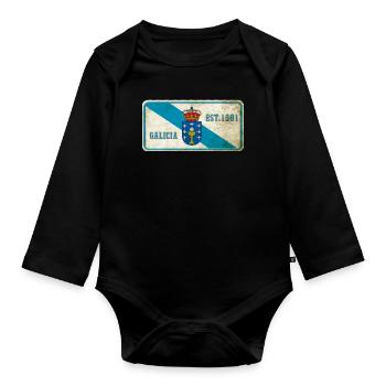 galicia vintage sign - Organic Longsleeve Baby Bodysuit - black - Front