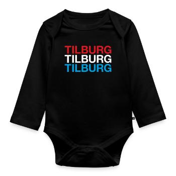 TILBURG Netherlands Niederlande Flagge - Baby Bio-Langarm-Body - Schwarz - Vorne