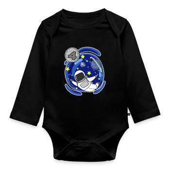 4 years old boy - 4 birthday - I am 4 - Organic Longsleeve Baby Bodysuit - black - Front