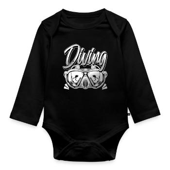 Diving Divers - Organic Longsleeve Baby Bodysuit - black - Front