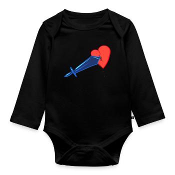 broken heart sword lovesickness - Organic Longsleeve Baby Bodysuit - black - Front