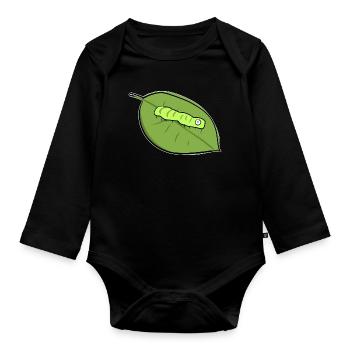 raupe blatt biologie symbol natur - Baby Bio-Langarm-Body - Schwarz - Vorne