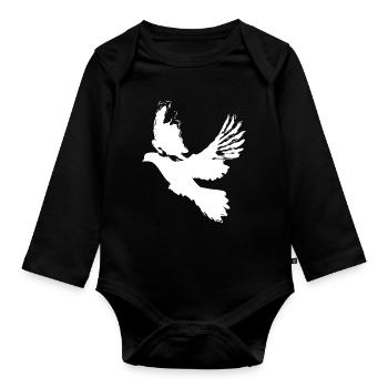Taube Friedenstaube Design – Symbol der Hoffnung - Baby Bio-Langarm-Body - Schwarz - Vorne
