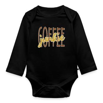 Coffee drinker coffee saying coffee lover - Organic Longsleeve Baby Bodysuit - black - Front