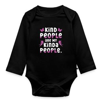 Friendly people are my kind of people - Organic Longsleeve Baby Bodysuit - black - Front