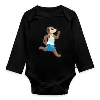 Jogging sportif de suricate - Body Bébé bio manches longues - noir - Devant