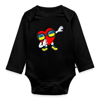Ukraine Dabbing Herz - Baby Bio-Langarm-Body - Schwarz - Vorne