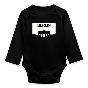 Berlin Brandenburg Gate white - Organic Longsleeve Baby Bodysuit - black - Front