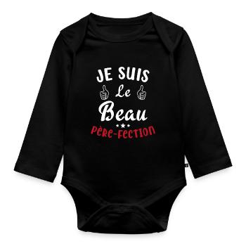Je suis Le Beau Père Fection Humour Beau Père - Body Bébé bio manches longues - noir - Devant