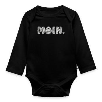 Moin. Hamburg Bremen Nordseeinsel Moin mit Anker - Baby Bio-Langarm-Body - Schwarz - Vorne