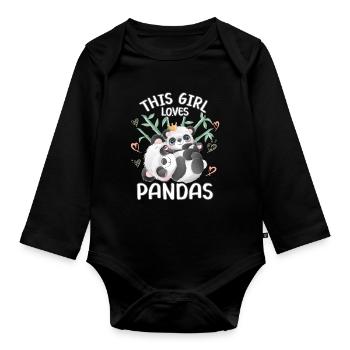 Dieses Maedchen Liebt Pandas - Baby Bio-Langarm-Body - Schwarz - Vorne