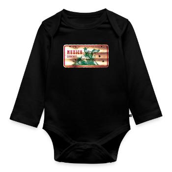Mexico Cowboy Shield - Organic Longsleeve Baby Bodysuit - black - Front
