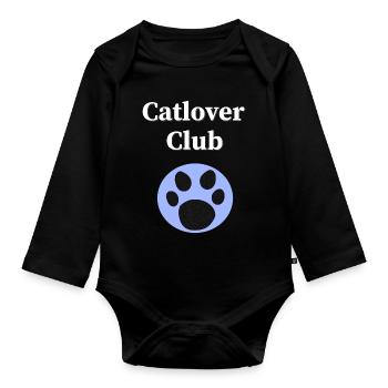 Cat Lover Club, Tier tatzen, closing - Baby Bio-Langarm-Body - Schwarz - Vorne