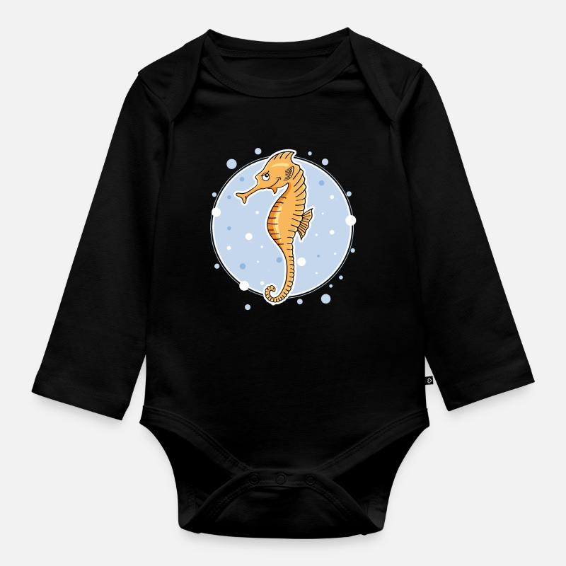 Seepferdchen - Baby Bio-Langarm-Body - Schwarz