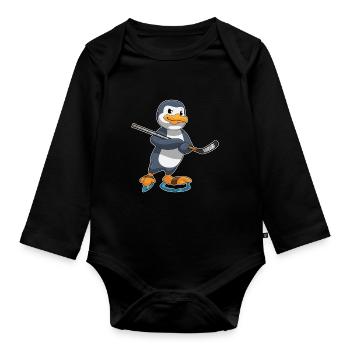 Croûte de hockey sur glace des Penguins - Body Bébé bio manches longues - noir - Devant