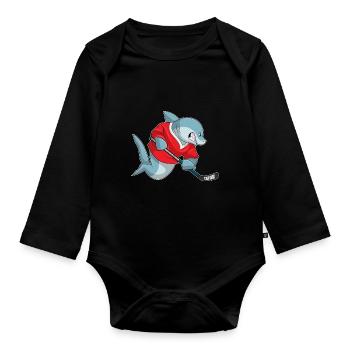 Croquant de hockey sur glace Shark - Body Bébé bio manches longues - noir - Devant