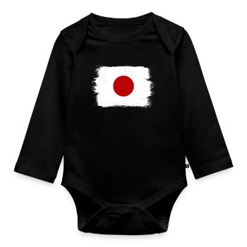 Japan Flag Used Look Nihon Japanese Flag - Organic Longsleeve Baby Bodysuit - black - Front